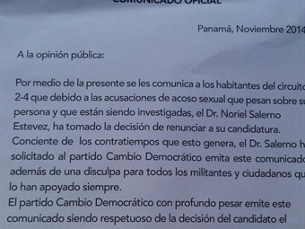 Noticia Radio Panamá | Cambio Democrático denuncia campaña sucia en Aguadulce
