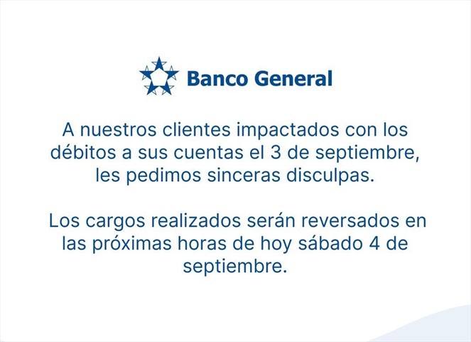 Noticia Radio Panamá | Banco General pide disculpas por débitos a clientes, se reunirá con la Superintendencia de Bancos