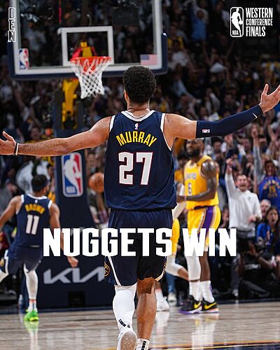 Featured image for “Denver Nuggets vuelven a vencer a los Lakers y están a dos triunfos de la Final de la NBA”