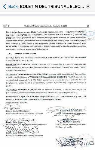 For "treason", deputy Yanibel Ábrego is expelled from the Cambio Democrático party