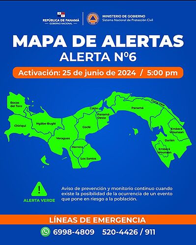 Noticia Radio Panamá | “Emiten Alerta Verde para todo el territorio panameño por el paso de la Onda Tropical #9”